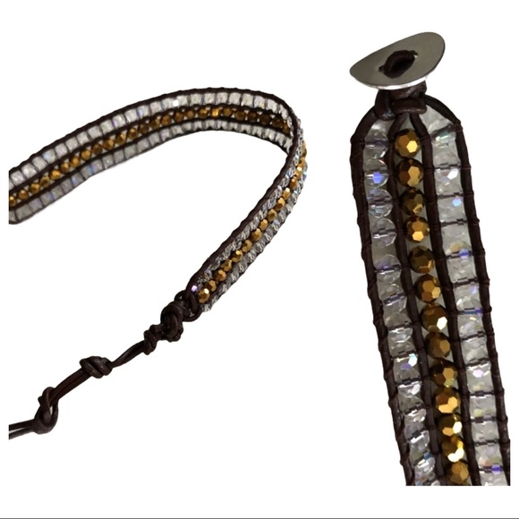 NWT Leather & Bead Bracelet boho adjustable length - Picture 1 of 7